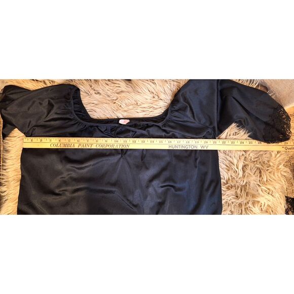 Jill Andrea of New York Black 2 Piece Vintage Lace Pajama Set 60s 70s Size Small - Picture 10 of 11